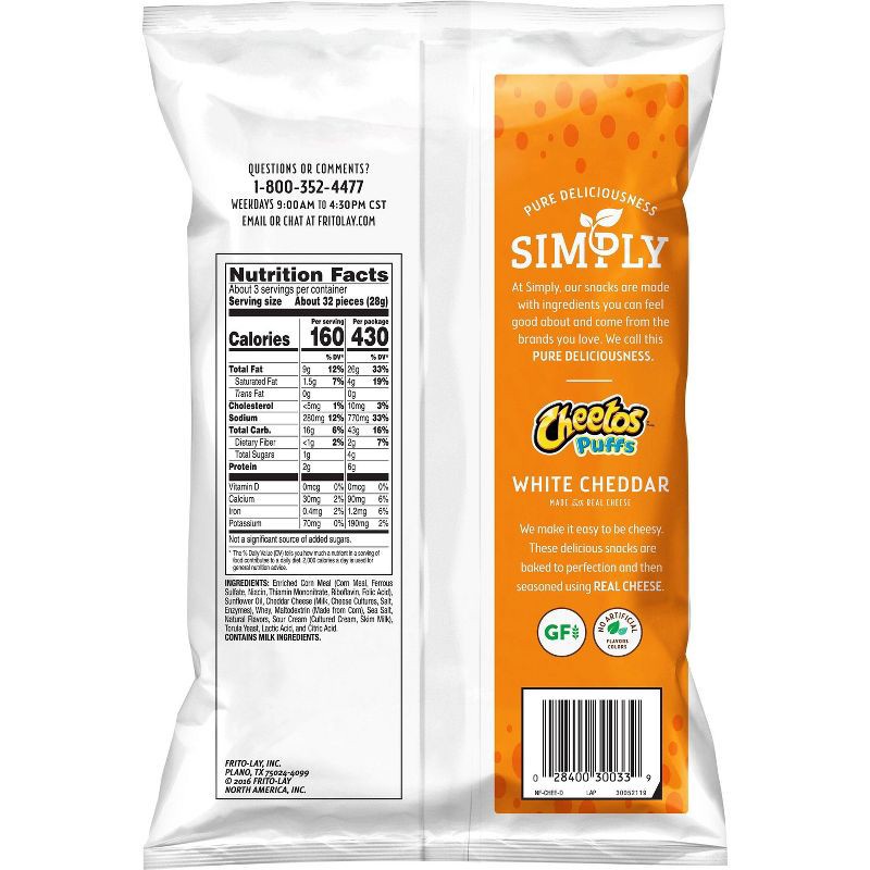 slide 2 of 7, Cheetos Simply White Cheddar Cheese Puffs - 2.75oz, 2.75 oz