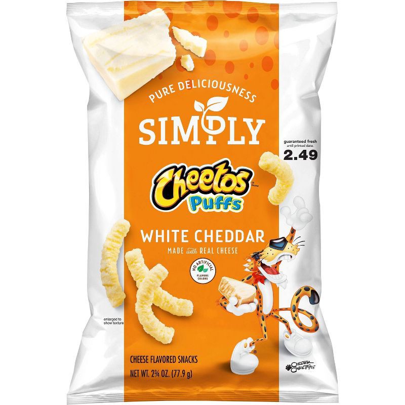 slide 1 of 7, Cheetos Simply White Cheddar Cheese Puffs - 2.75oz, 2.75 oz