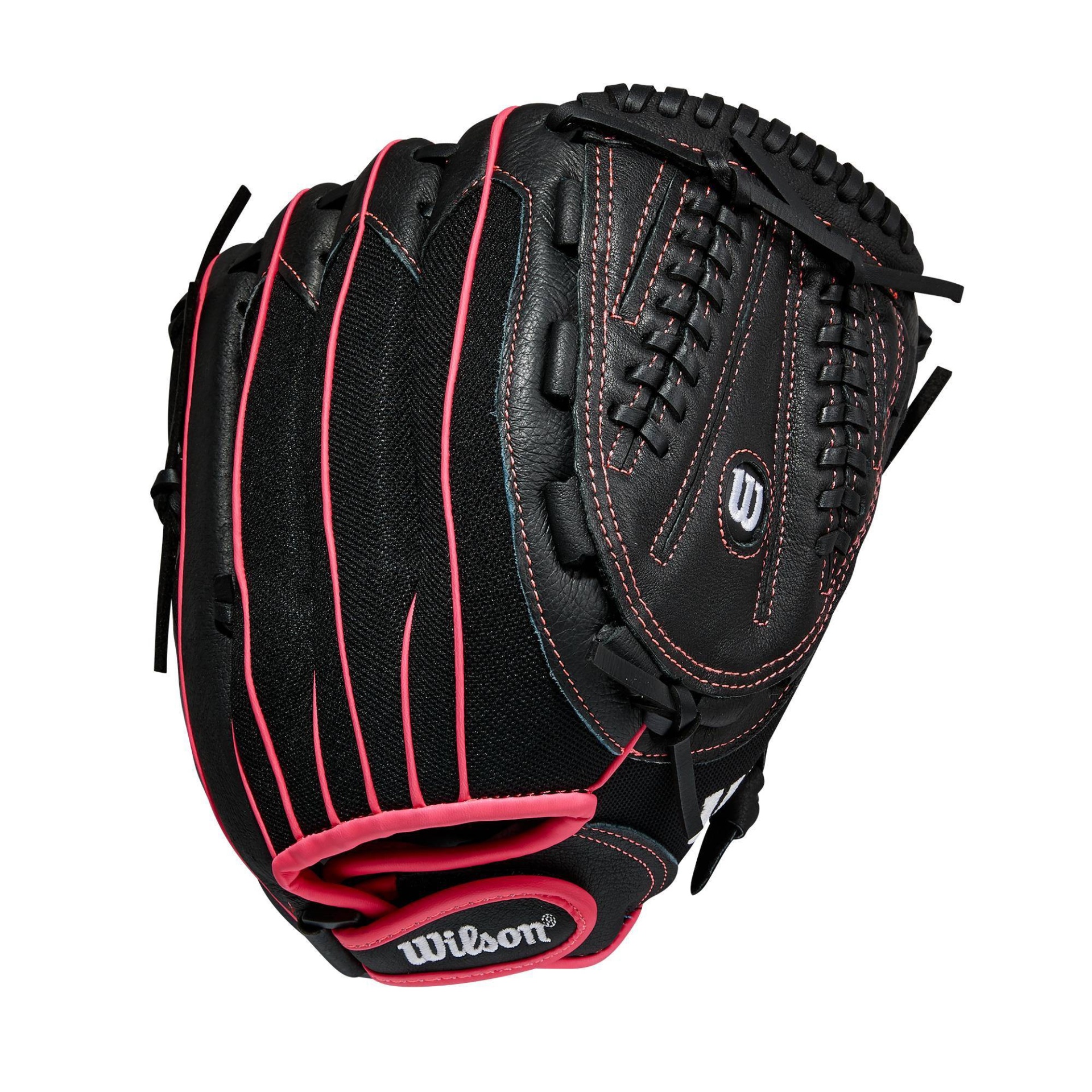 slide 1 of 2, WIlson A450 12" Fastpitch Glove - Black/Pink, 1 ct