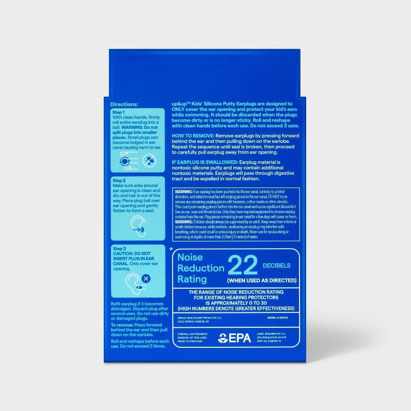 slide 3 of 3, Kids' Silicone Putty Earplugs - 6 pair - up&up™, 1 ct