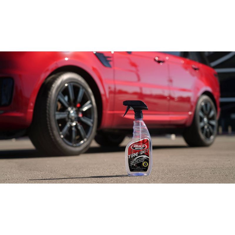 slide 2 of 4, Black Magic 23oz Tire Wet Tire Shine: Liquid Automotive Polish & Conditioner, Non-Abrasive Tire Cleaner Spray, 23 oz