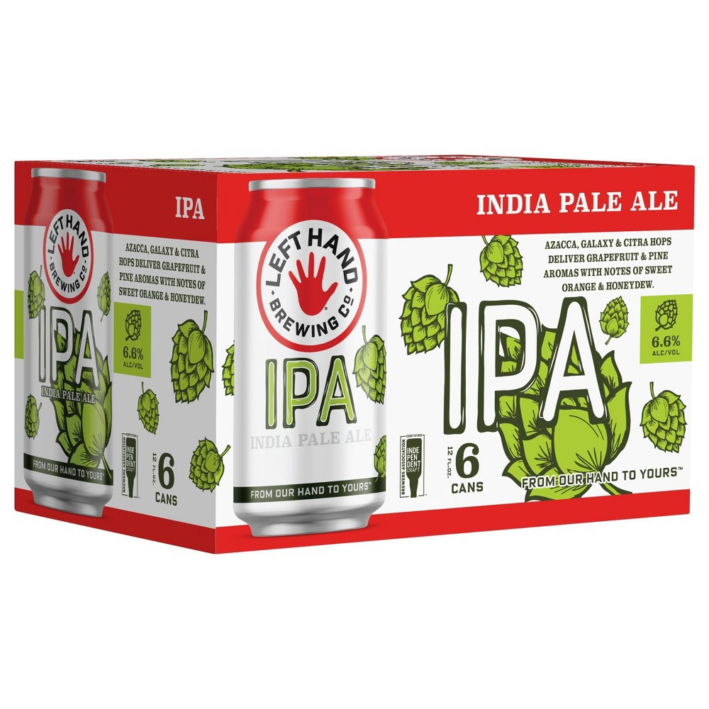 slide 5 of 10, Left Hand Brewing Co. Left Hand IPA Beer - 6pk/12 fl oz Cans, 6 ct; 12 fl oz