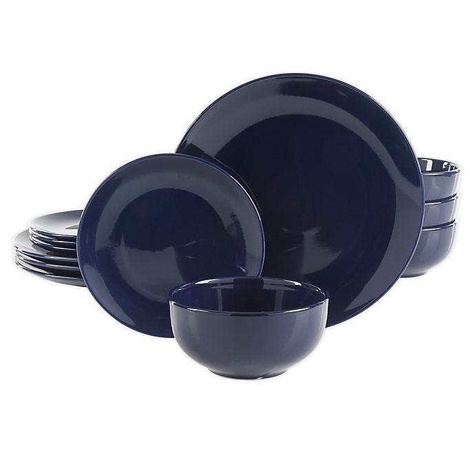 slide 1 of 2, Simply Essential Coupe Dinnerware Set - Navy, 12 ct