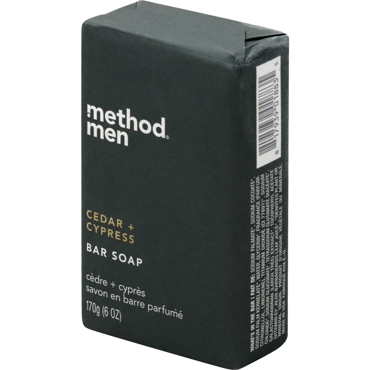 slide 3 of 9, method Men's Cedar + Cyprus Bar Soap, 6 oz