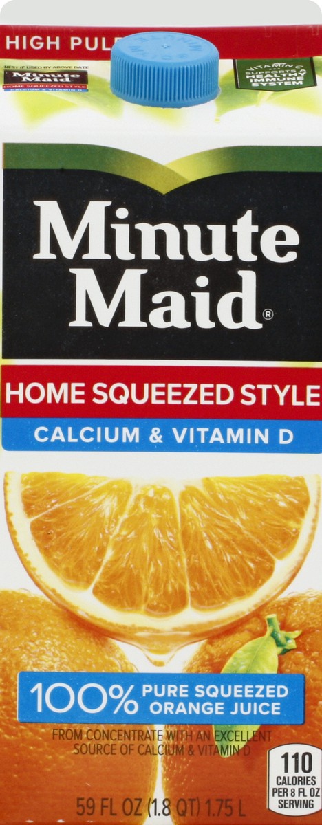 slide 8 of 13, Minute Maid High Pulp Home Squeezed Style Orange Juice 59 oz, 59 oz