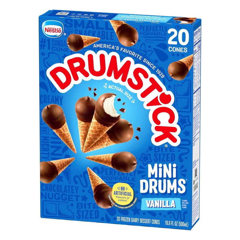 slide 4 of 13, Nestle Drumstick Mini Drums Frozen Sundae Cones Vanilla - 20ct, 20 ct