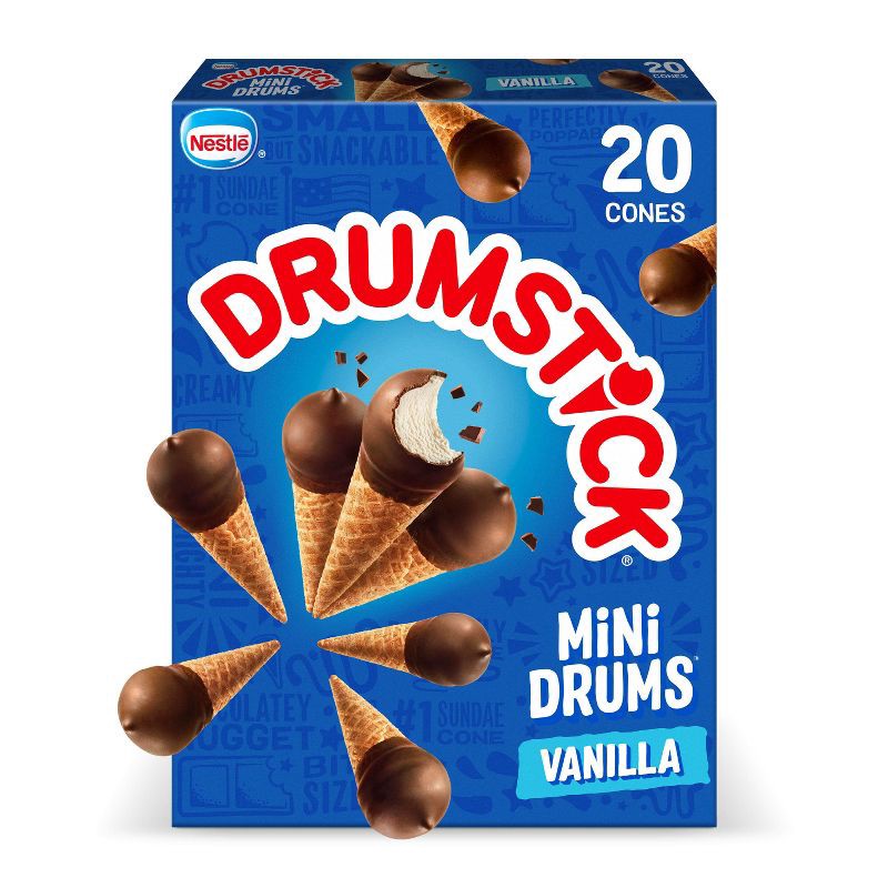 slide 1 of 13, Nestle Drumstick Mini Drums Frozen Sundae Cones Vanilla - 20ct, 20 ct