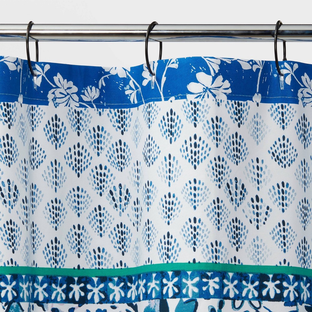 slide 2 of 4, Bandana Print Shower Curtain Blue - Opalhouse, 1 ct