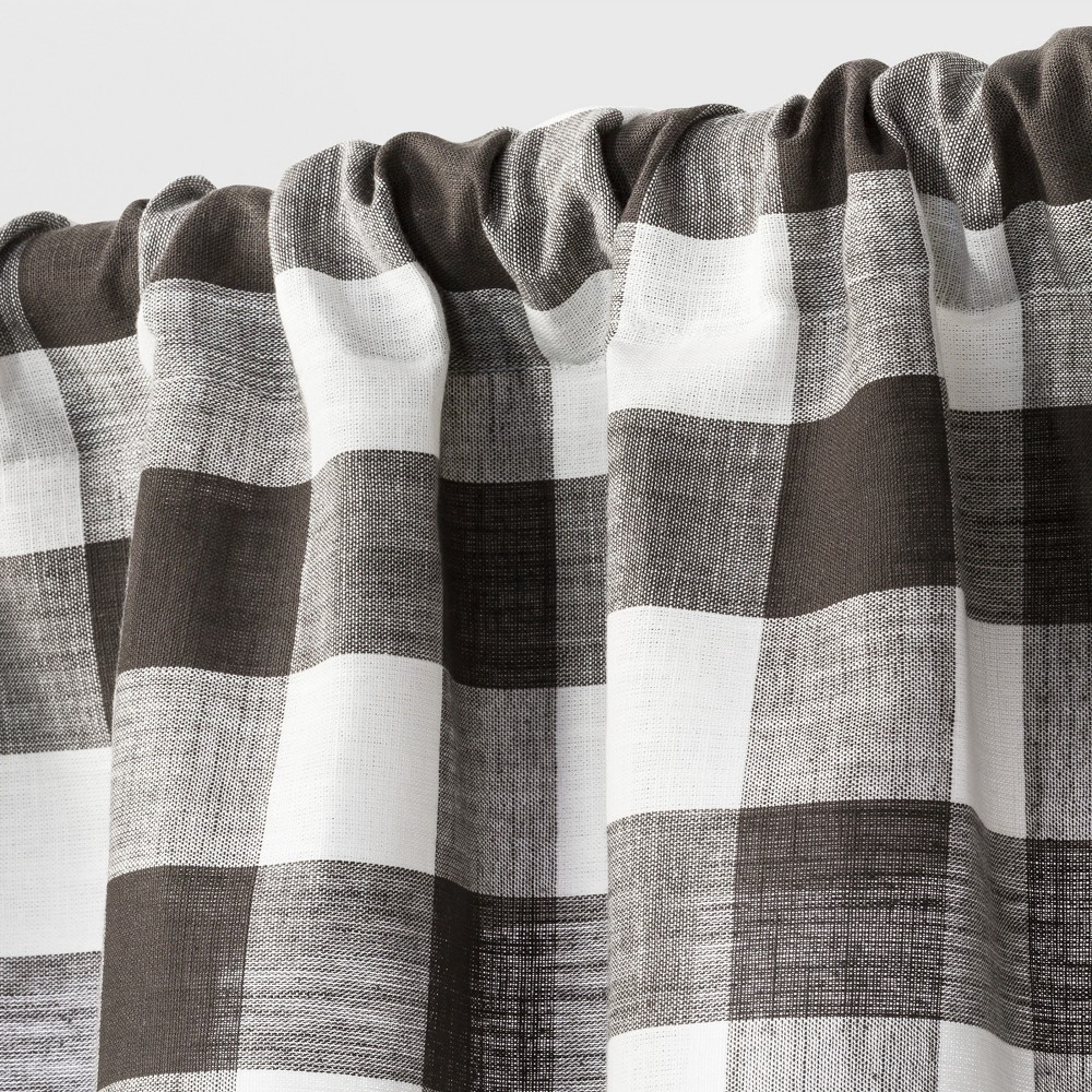 slide 3 of 3, 1pc 54"x15" Light Filtering Gingham Window Valance Gray/White - Threshold, 1 ct