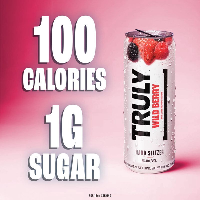 slide 3 of 8, Truly Spiked & Sparkling Truly Hard Seltzer Berry Mix Pack - 12pk/12 fl oz Slim Cans, 12 ct; 12 fl oz