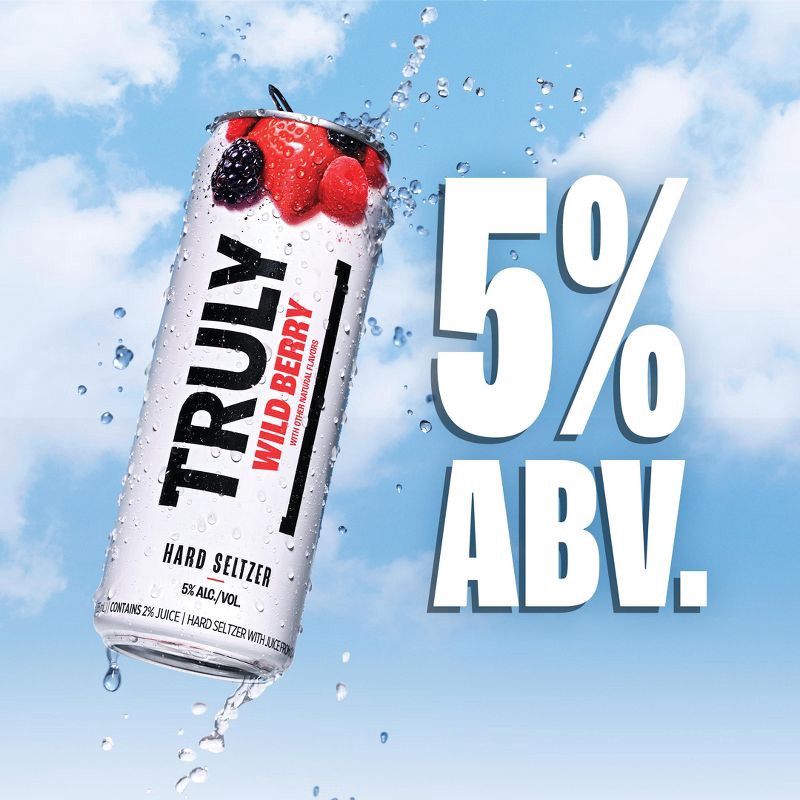 slide 5 of 8, Truly Spiked & Sparkling Truly Hard Seltzer Berry Mix Pack - 12pk/12 fl oz Slim Cans, 12 ct; 12 fl oz