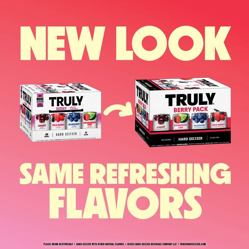 slide 6 of 8, Truly Spiked & Sparkling Truly Hard Seltzer Berry Mix Pack - 12pk/12 fl oz Slim Cans, 12 ct; 12 fl oz