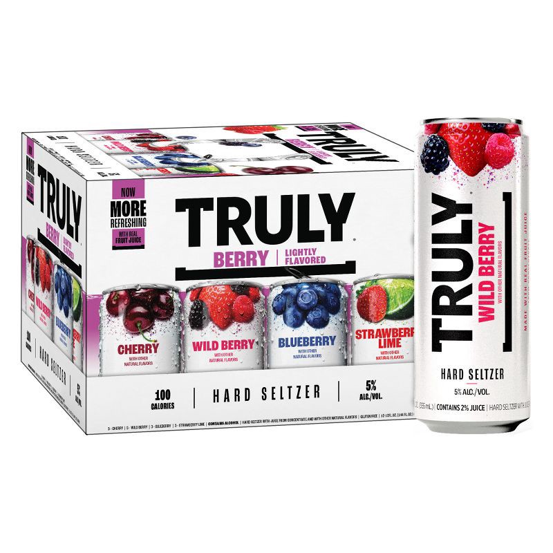 slide 1 of 8, Truly Spiked & Sparkling Truly Hard Seltzer Berry Mix Pack - 12pk/12 fl oz Slim Cans, 12 ct; 12 fl oz