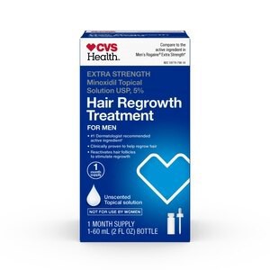 slide 1 of 1, CVS Health Men's Extra Strength 5% Minoxidil Solution For Hair Regrowth, 1 Month Supply, 1 ct