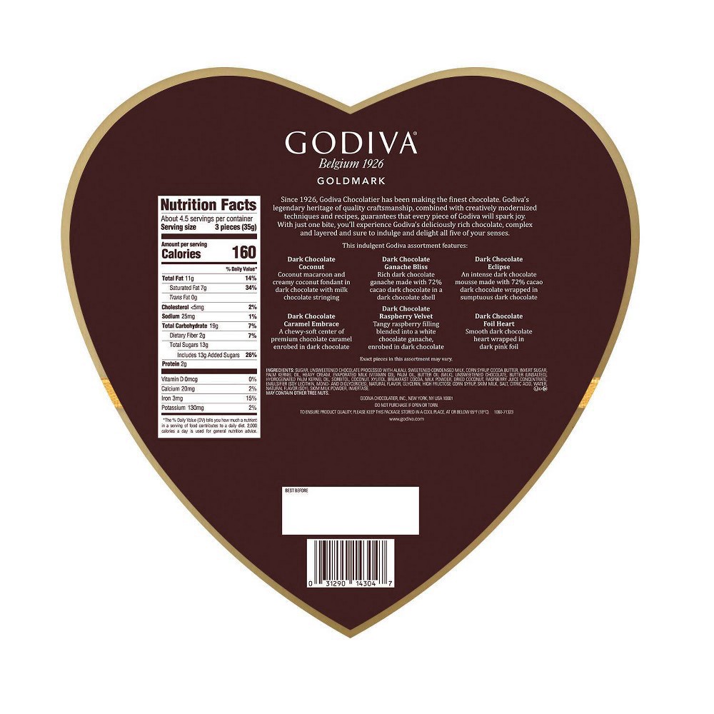 slide 2 of 3, Godiva Valentine's Day Goldmark Dark Chocolate Heart, 5.25 oz