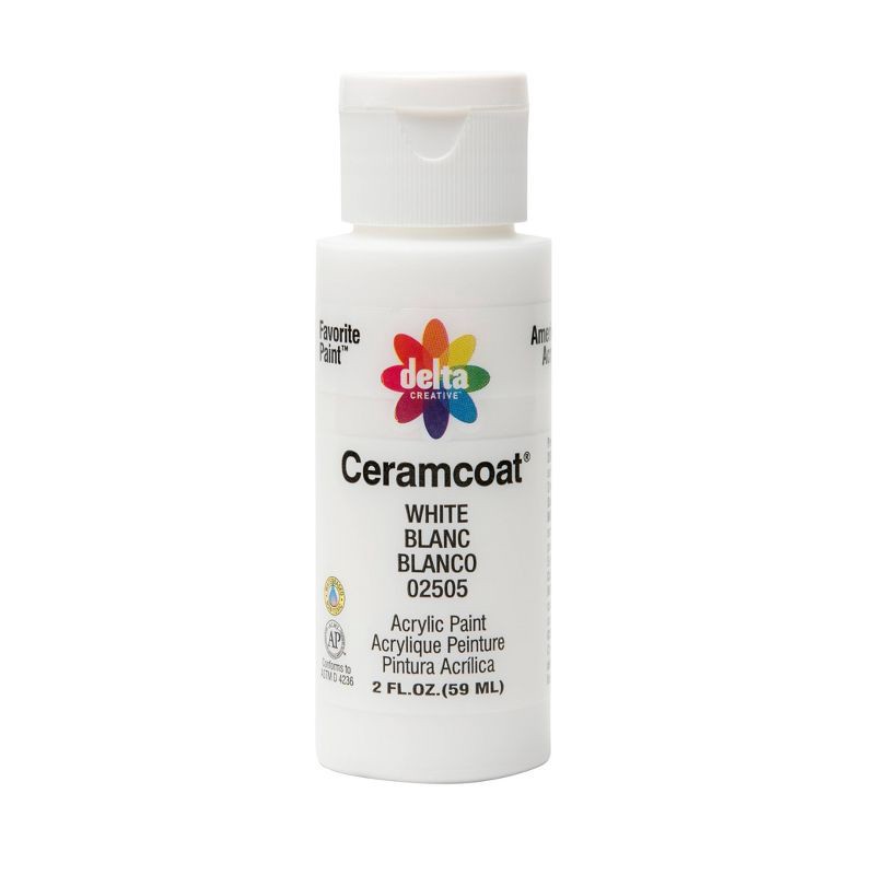 slide 1 of 5, 2 fl oz Acrylic Craft Paint White - Delta Ceramcoat: Non-Toxic, Low-Odor, Multi-Surface, Water-Based, Ages 13+, 2 fl oz