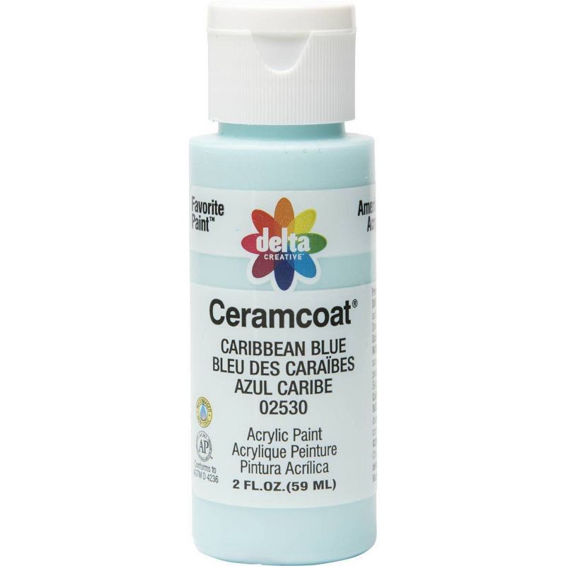 slide 1 of 3, 2 fl oz Acrylic Craft Paint Caribbean Blue - Delta Ceramcoat: Non-Toxic Water-Based, Art & Stationery, Ages 13+, 2 fl oz