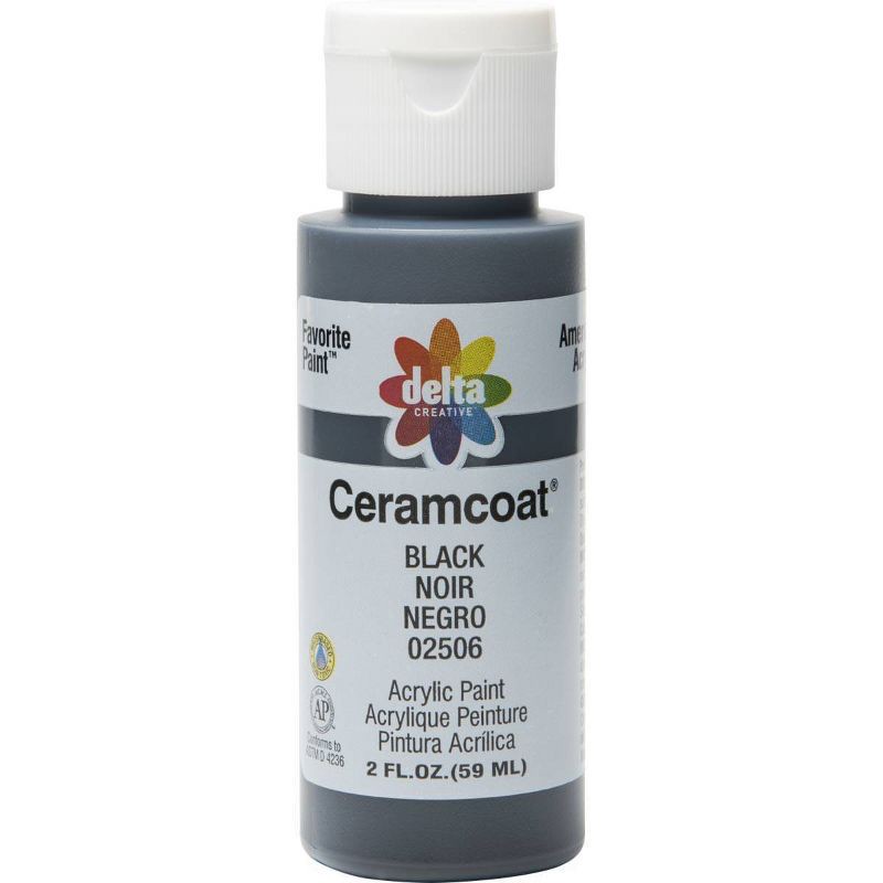 slide 1 of 5, 2 fl oz Acrylic Craft Paint Black - Delta Ceramcoat: Non-Toxic Water-Based, Art & Stationery, Ages 13+, 2 fl oz