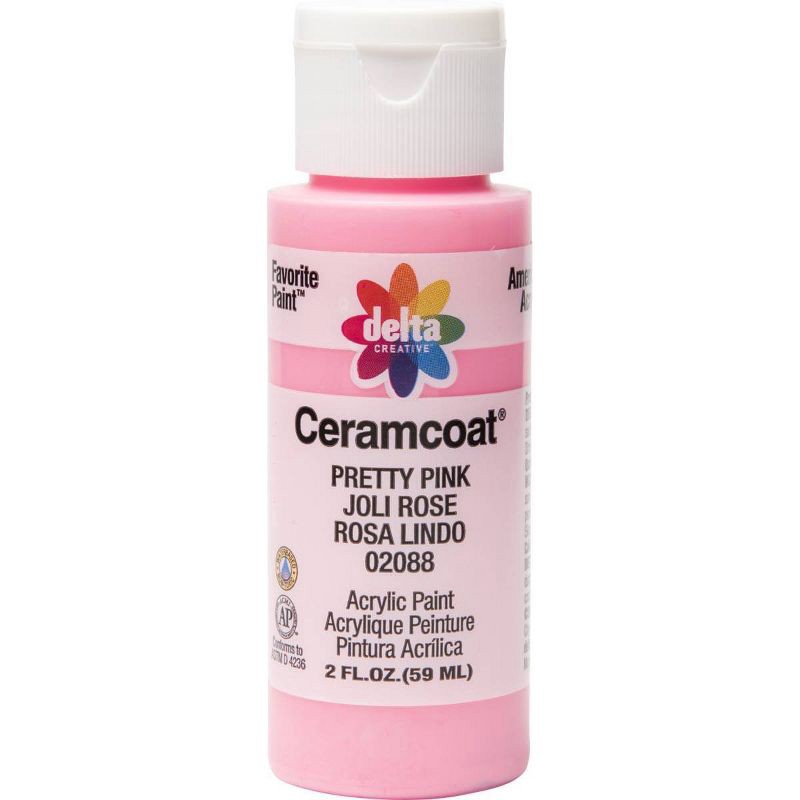 slide 1 of 5, 2 fl oz Acrylic Craft Paint Pretty Pink - Delta Ceramcoat: Non-Toxic, Low-Odor, Multi-Surface, Water-Based, Age 13+, 2 fl oz