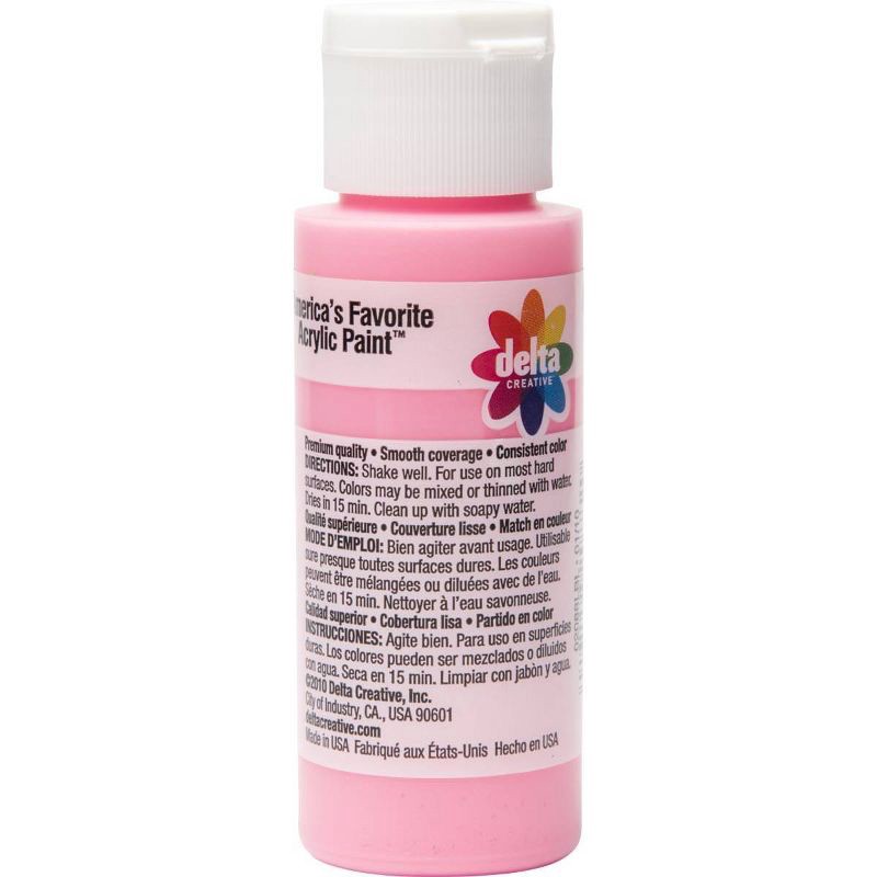 slide 4 of 5, 2 fl oz Acrylic Craft Paint Pretty Pink - Delta Ceramcoat: Non-Toxic, Low-Odor, Multi-Surface, Water-Based, Age 13+, 2 fl oz