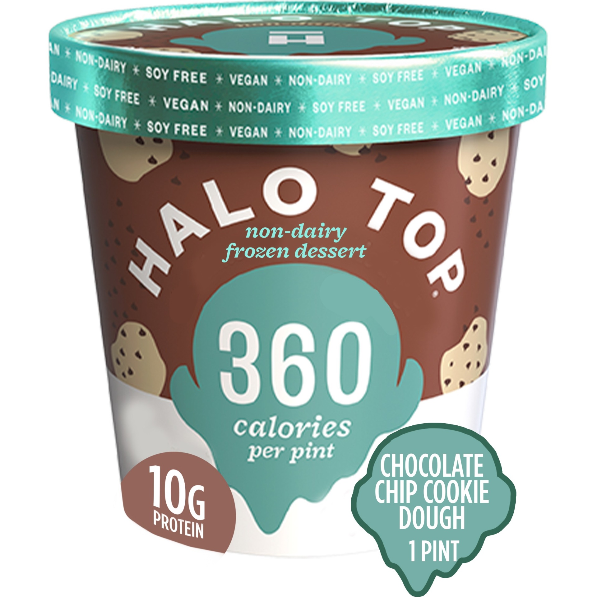 slide 1 of 3, Halo Top Dairy-Free Chocolate Chip Cookie Dough Frozen Dessert - 16oz, 16 oz