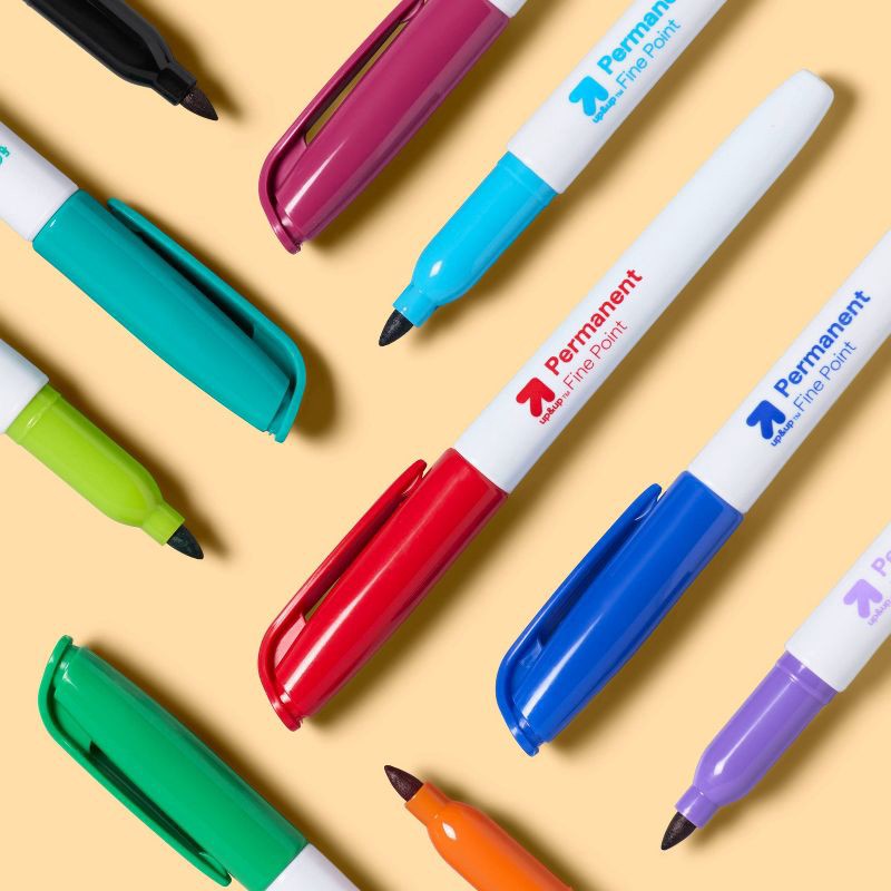 slide 2 of 4, 10ct Permanent Markers Fine Tip - up&up™: Best School Supplies for Kids, Multicolored, Water-Resistant, Art & Office Use, 10 ct