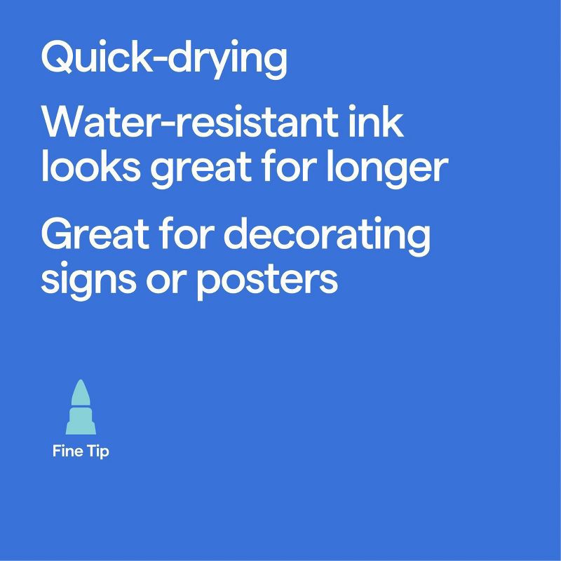 slide 4 of 4, 10ct Permanent Markers Fine Tip - up&up™: Best School Supplies for Kids, Multicolored, Water-Resistant, Art & Office Use, 10 ct