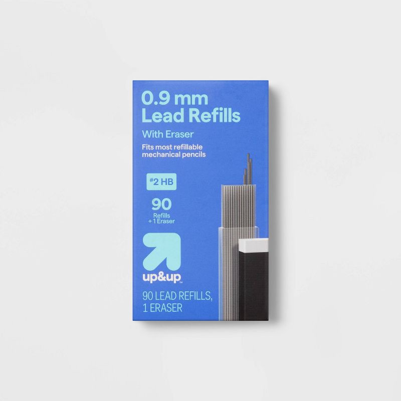 slide 1 of 3, 90ct Lead Refills and 1ct Eraser .9mm - up&up™: 0.9mm Mechanical Pencil Refill, No. 2 Black Writing Instrument, 90 ct