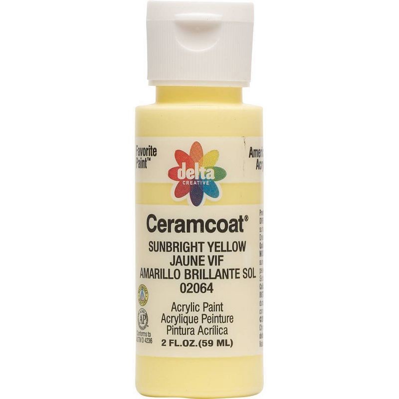 slide 1 of 3, 2 fl oz Acrylic Craft Paint Sunbright Yellow - Delta Ceramcoat: Non-Toxic Water-Based, Art & Stationery, Ages 13+, 2 fl oz