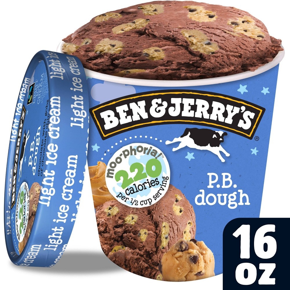 slide 2 of 5, Ben & Jerry's Moophoria PB Frozen Doughlicioius Light Ice Cream, 1 pint