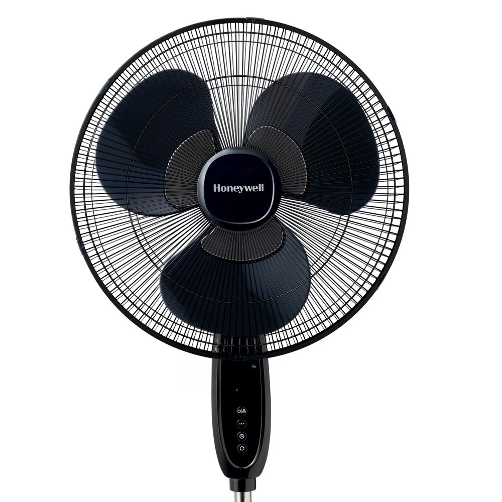 slide 3 of 7, Honeywell Oscillating Stand Fan with Double Blades Black, 1 ct