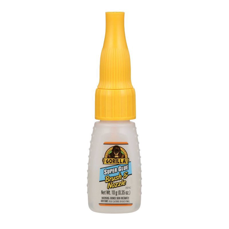 slide 3 of 4, Gorilla Glue .35oz Super Glue with Brush & Nozzle: Fast Drying Clear Adhesive for Art, Stationery, Office Use, 0.35 oz