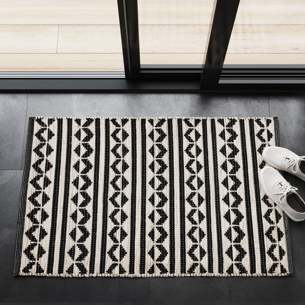 slide 2 of 3, 2'6"X4' Geometric Woven Accent Rugs Black - Project 62, 1 ct