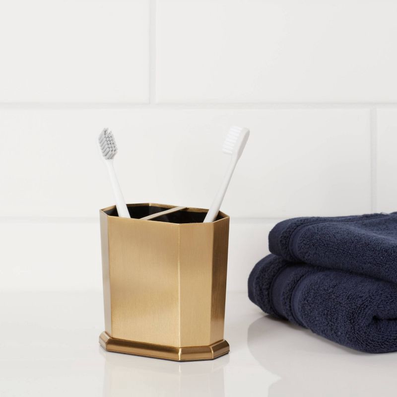 slide 3 of 4, Solid Toothbrush Holder Faceted Gold - Threshold™, 1 ct
