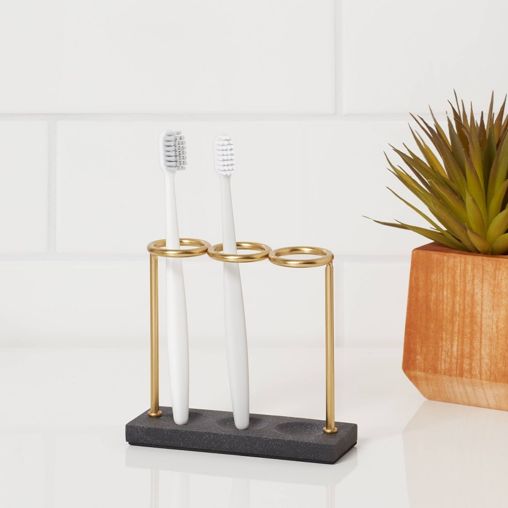 slide 4 of 4, Solid Toothbrush Holder Gold Wire - Threshold, 1 ct