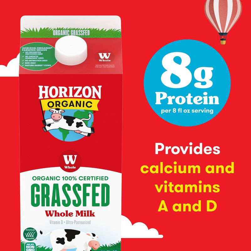 slide 7 of 10, Horizon Organic Whole Grassfed Milk - 59 fl oz, 59 fl oz
