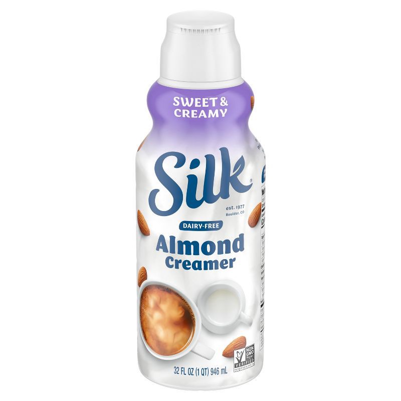 slide 3 of 3, Silk Sweet & Creamy Almond Creamer - 32 fl oz (1qt) Bottle, 32 fl oz, 1 qt