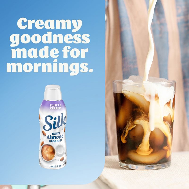 slide 5 of 12, Silk Sweet & Creamy Almond Creamer - 32 fl oz (1qt) Bottle, 32 fl oz, 1 qt