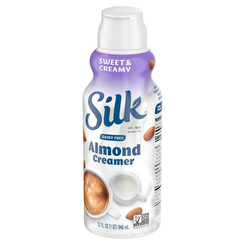 slide 7 of 7, Silk Sweet & Creamy Almond Creamer - 32 fl oz (1qt) Bottle, 32 fl oz, 1 qt