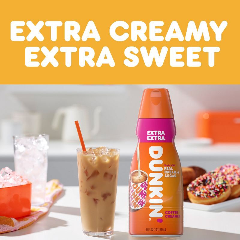 slide 5 of 10, Dunkin' Donuts Coffee Creamer Dunkin' Extra Extra Coffee Creamer - 32 fl oz, 32 fl oz