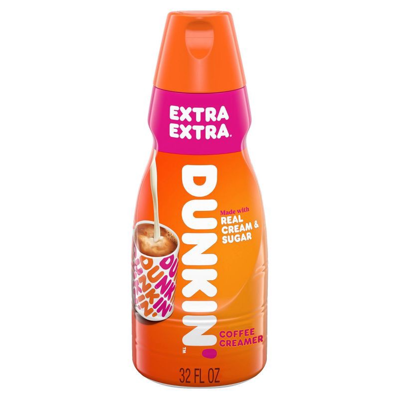 slide 1 of 10, Dunkin' Donuts Coffee Creamer Dunkin' Extra Extra Coffee Creamer - 32 fl oz, 32 fl oz