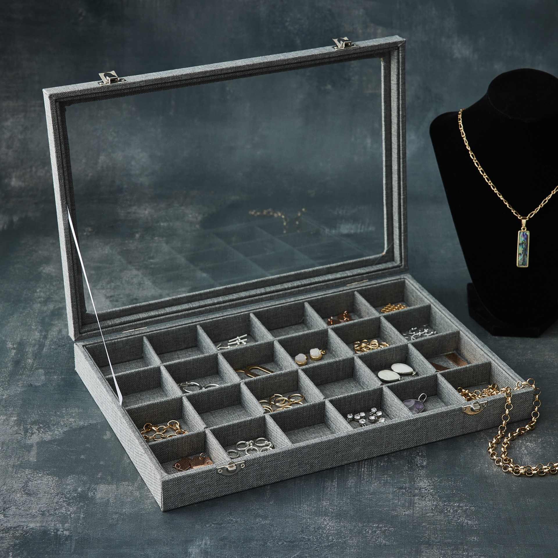 slide 3 of 4, Gray Jewelry Tray With Lid By Bead Landing, 13.7 in x 9.4 in x 1.85 in