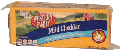 slide 1 of 1, Western Family Mild Cheddar Cheese, 8 oz