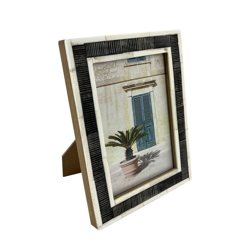 slide 2 of 4, 5" x 7" Scratched Bone Photo Frame Light Brown - Threshold™: Modern Style, Hand-Carved, MDF Material, Tabletop Display, 1 ct