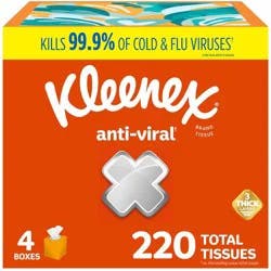 Kleenex Anti-Viral 3-Ply Facial Tissue - 4pk/220ct