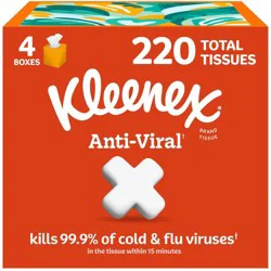Kleenex Anti-Viral 3-Ply Facial Tissue - 4pk/220ct: Square Container, Not Travel Size