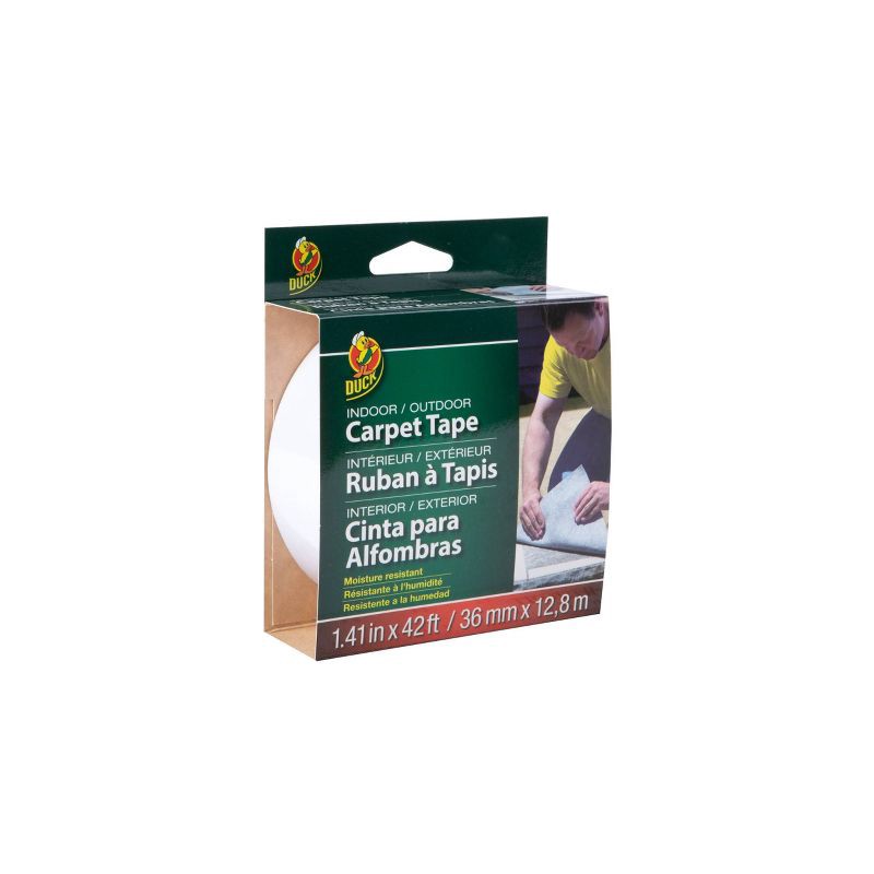 slide 1 of 8, Duck Carpet Tape Roll 1.41'x42' : Rug & Carpet Tape for Hardwood Floors, Off-White, Latex Foam Strip, 1 ct