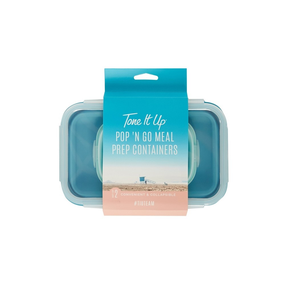 slide 3 of 3, Tone It Up Meal Prep Collapsible Container Set - Dusty Blue, 2 ct