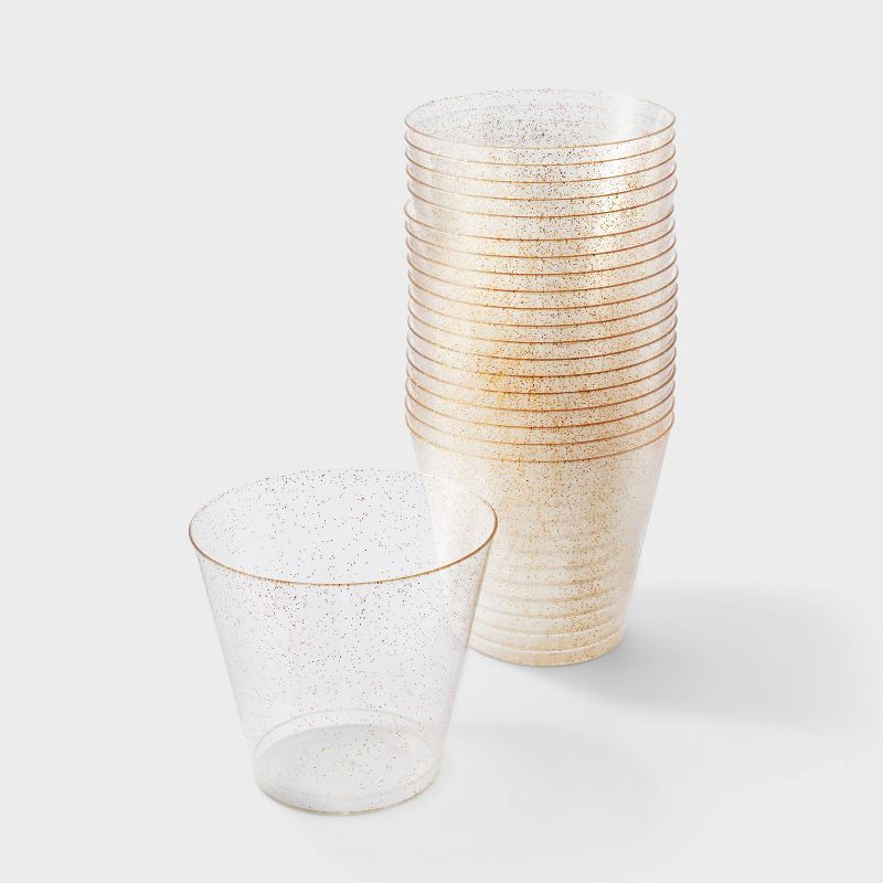 slide 1 of 3, 20ct Plastic Stemless Wine Glasses Gold - Spritz™, 20 ct