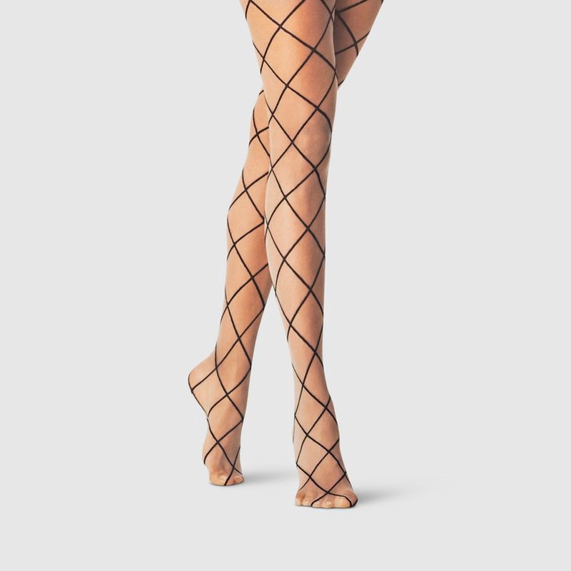 slide 1 of 2, Women's Diamond Shift Sheer Tights - A New Day™ Honey Beige L/XL, 1 ct